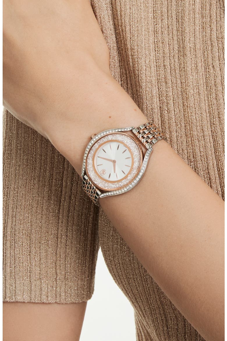 Crystalline Aura Bracelet Watch, 35mm x 40mm, Alternate, color, SILVER/ PINK