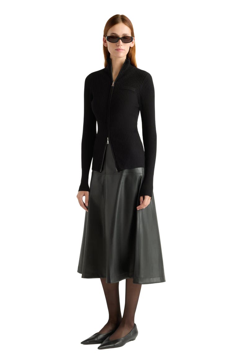 Kaine Ribbed Two Way Zip Sweater, Main, color, Black