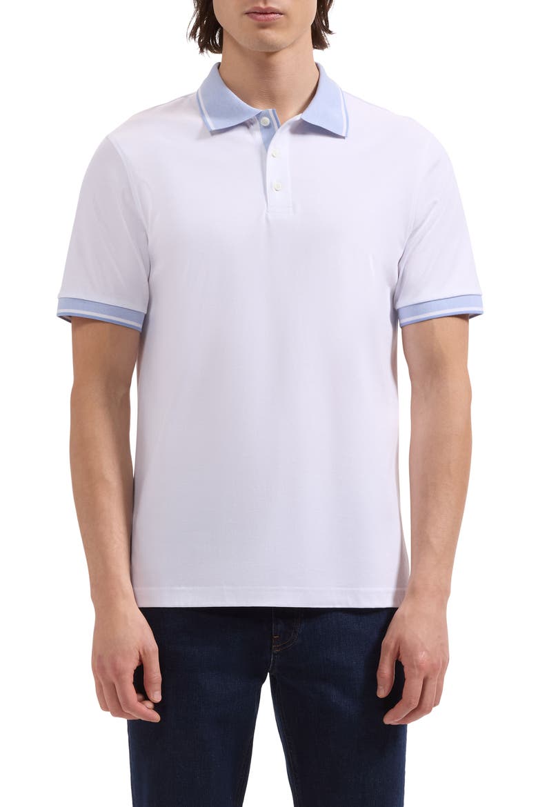 Tipped Pima Cotton Piqué Polo, Main, color, WHITE