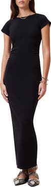 AllSaints Katarina Slim Fit Cap Sleeve Maxi Dress