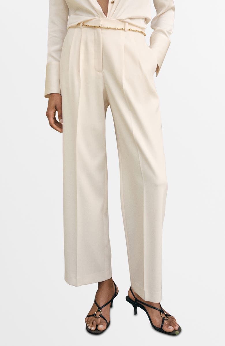 MANGO Pleated Straight Leg Pants, Main, color, Ice Grey