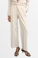MANGO Pleated Straight Leg Pants