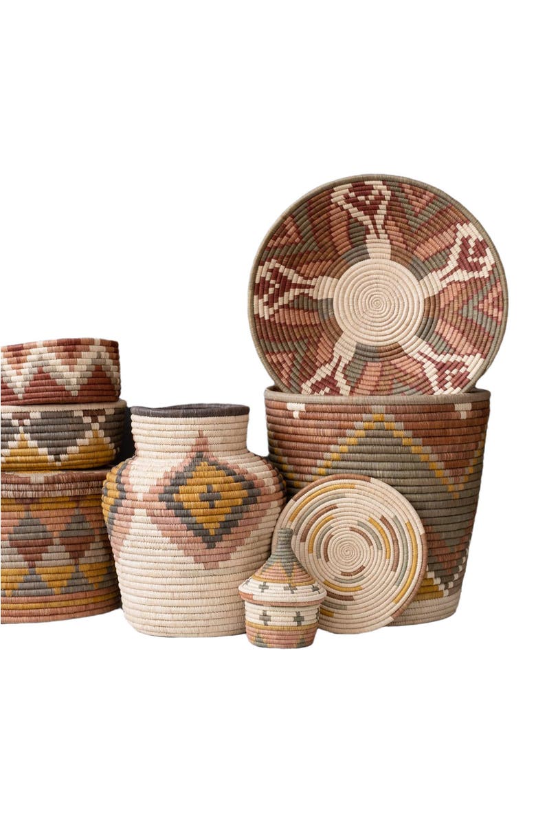 Maadili Collective Wide Zig Zag Bucket Basket, Alternate, color, Natural