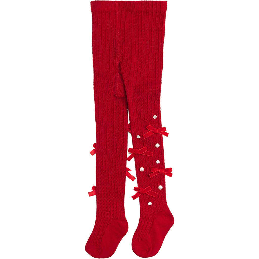 Sweet Wink Ruby Red Bedazzled Tights In Animal Print