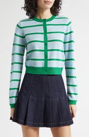 Alice + Olivia Dollie Stripe Crop Cashmere Blend Cardigan