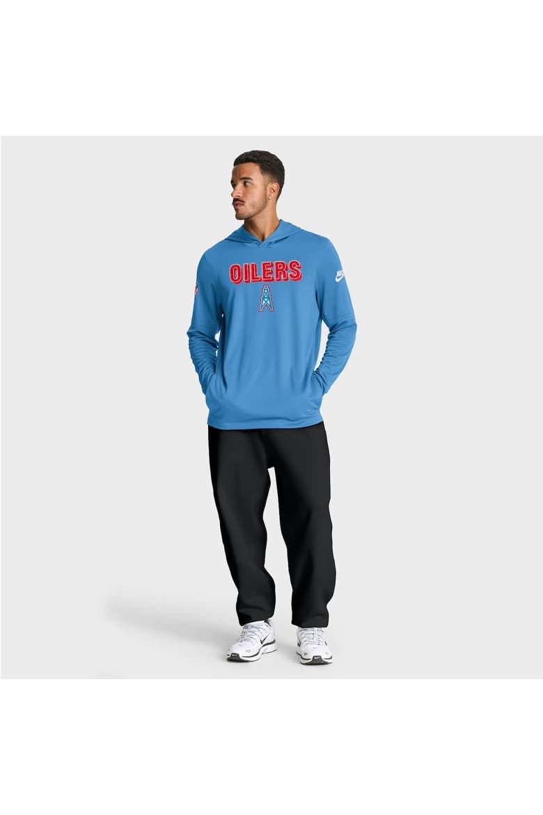 Men's Nike Light Blue Tennessee Titans Oilers Throwback Alt Pack Performance Long Sleeve Hoodie T-Shirt, Alternate, color, Light Blue