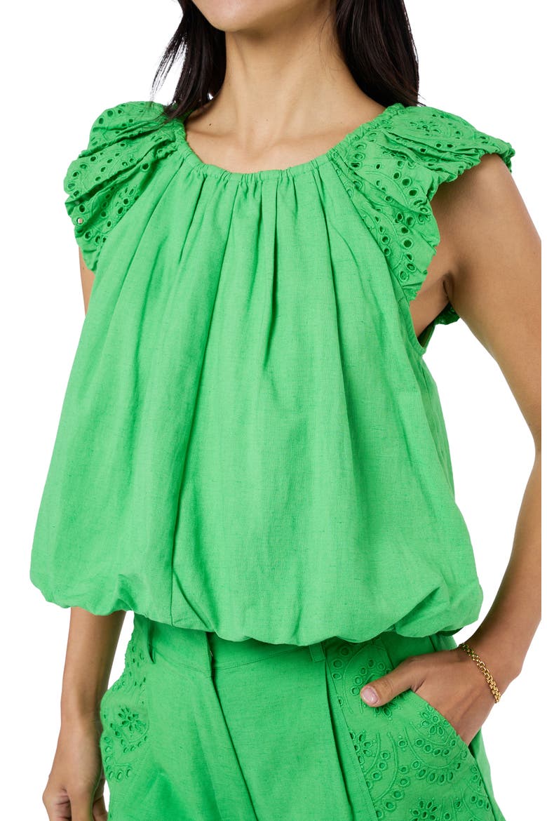 Ada Eyelet Embroidery Bubble Hem Shirt, Alternate, color, GREEN