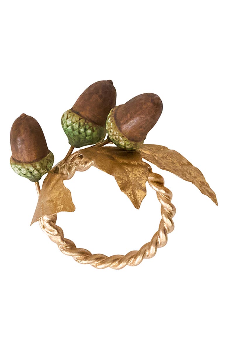 Juliska Forest Walk Acorns Set of 4 Napkin Rings, Alternate, color, Multi