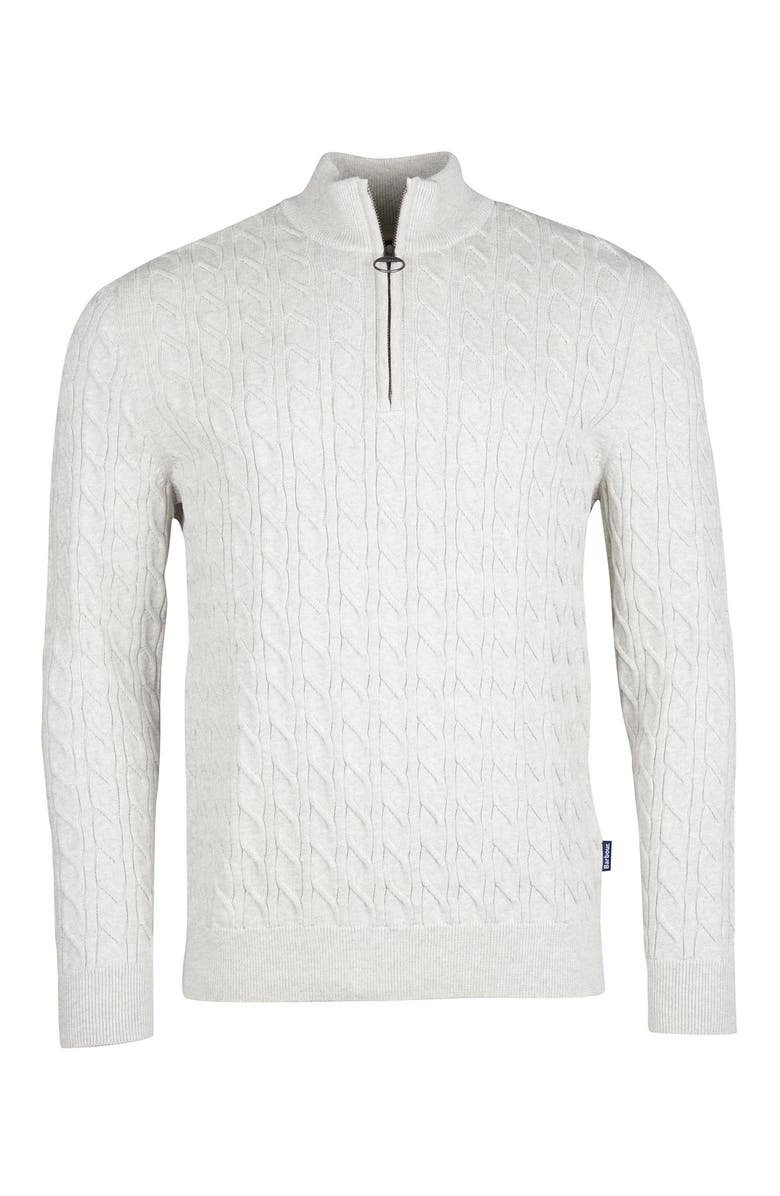 Barbour Cable Knit Half Zip Cotton Sweater, Alternate, color,