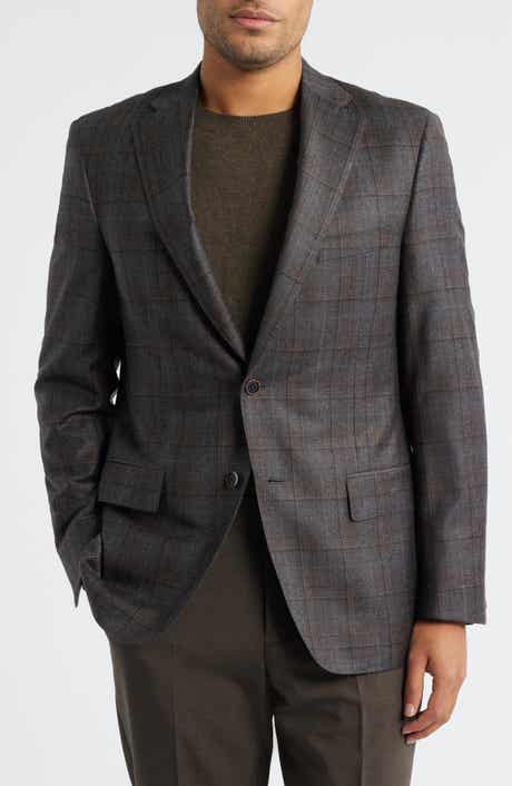 Milano Regular Fit Brown Shadow Plaid Super 130s Wool Sport Coat