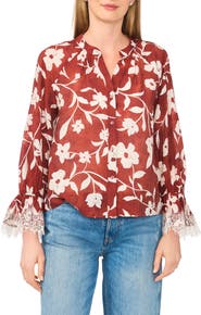 CeCe Floral Lace Cuff Top