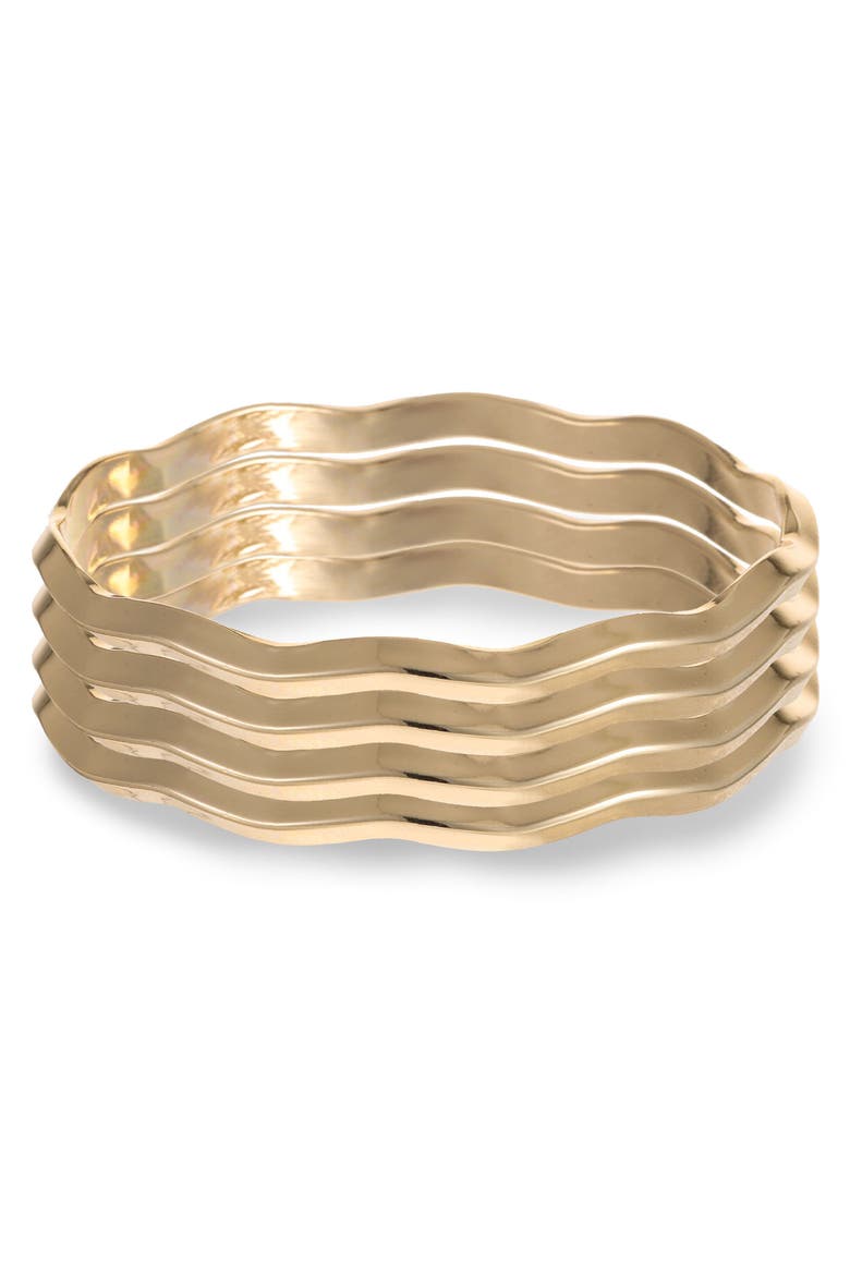 Wavy Set of 4 Bangle Bracelets, Alternate, color, GOLD