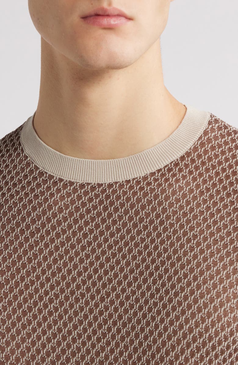 Emporio Armani Short Sleeve Micro Jacquard Cotton & Viscose Crewneck Sweater, Alternate, color, 