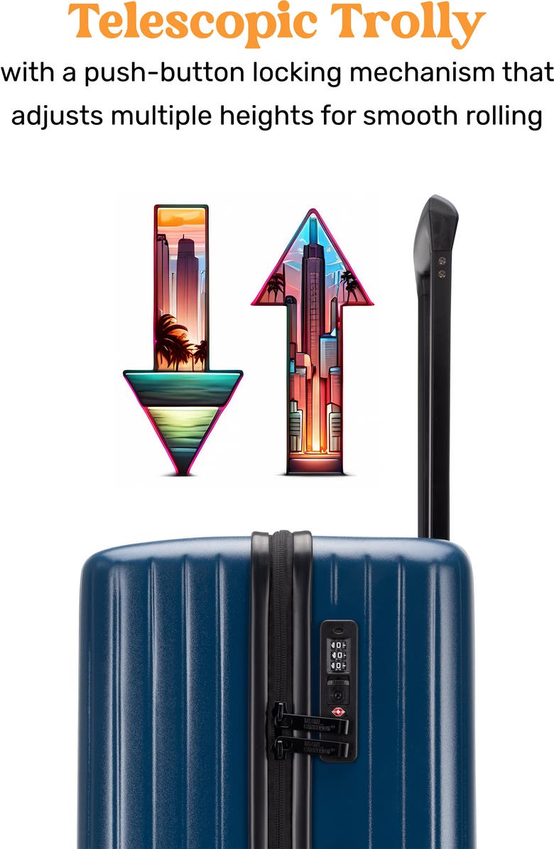 Miami Carry On Ocean Polycarbonate Carry On Spinner Suitcase, Alternate, color, Navy