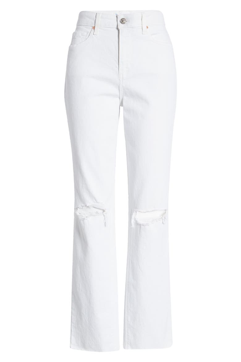 Noella Ripped High Waist Straight Leg Jeans, Alternate, color, SOFT ECRU DESTRUCTED