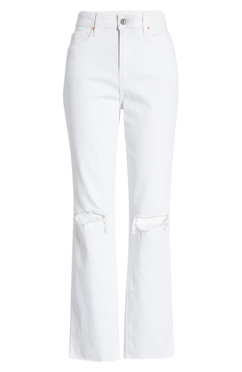 PAIGE Noella Ripped High Waist Straight Leg Jeans, Alternate, color, Soft Ecru Destructed