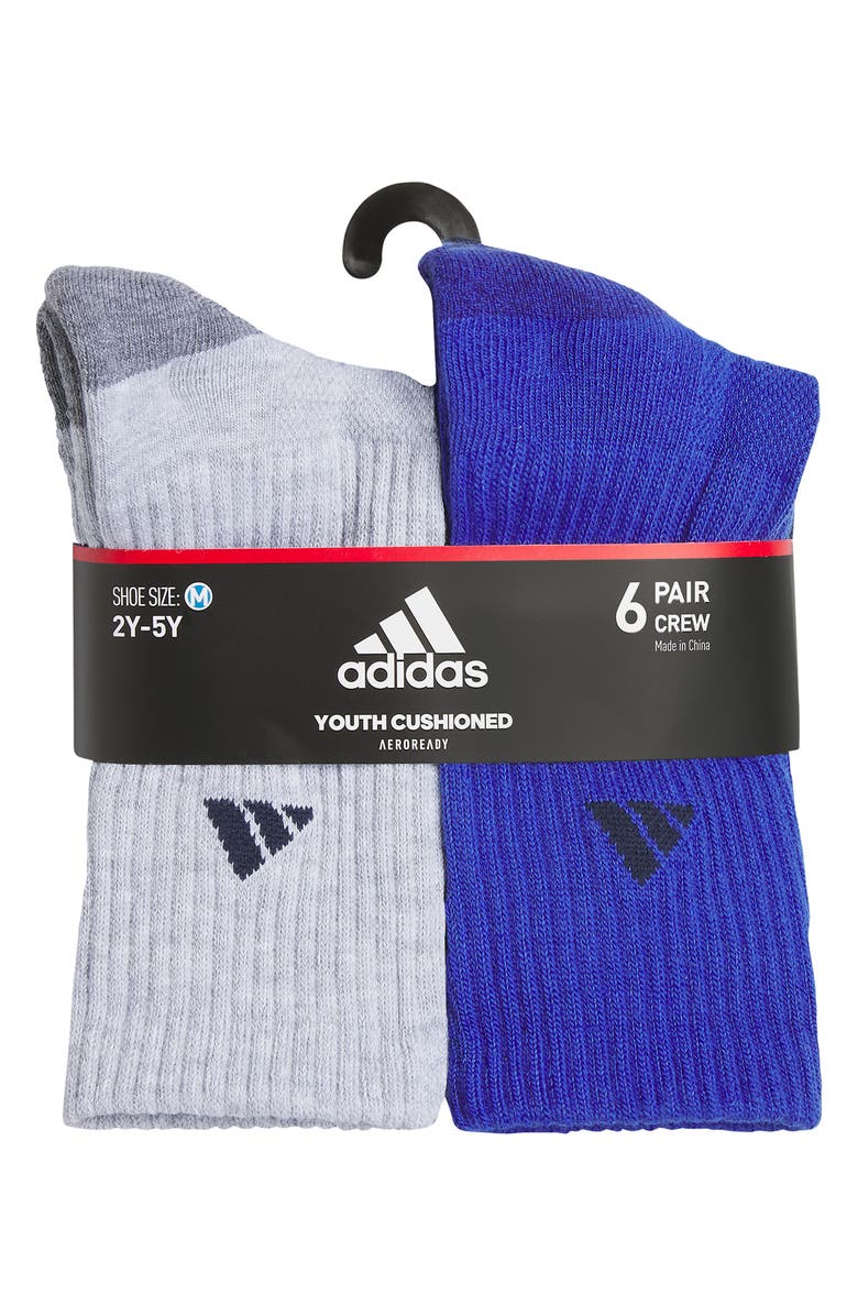 adidas Kids' AEROREADY Athletic 6-Pack Cushioned Crew Socks, Alternate, color,