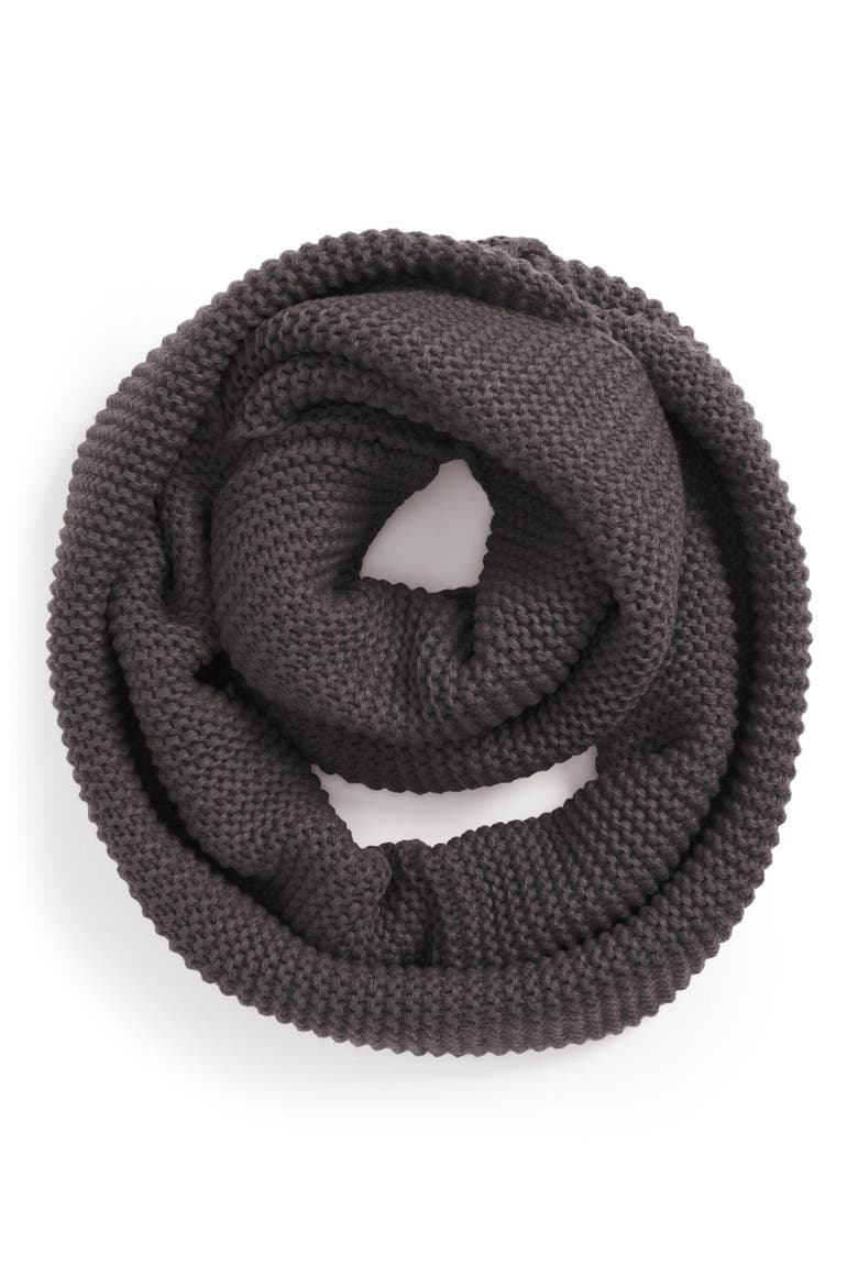 Ribbed Infinity Scarf, Main, color, CHARCOAL