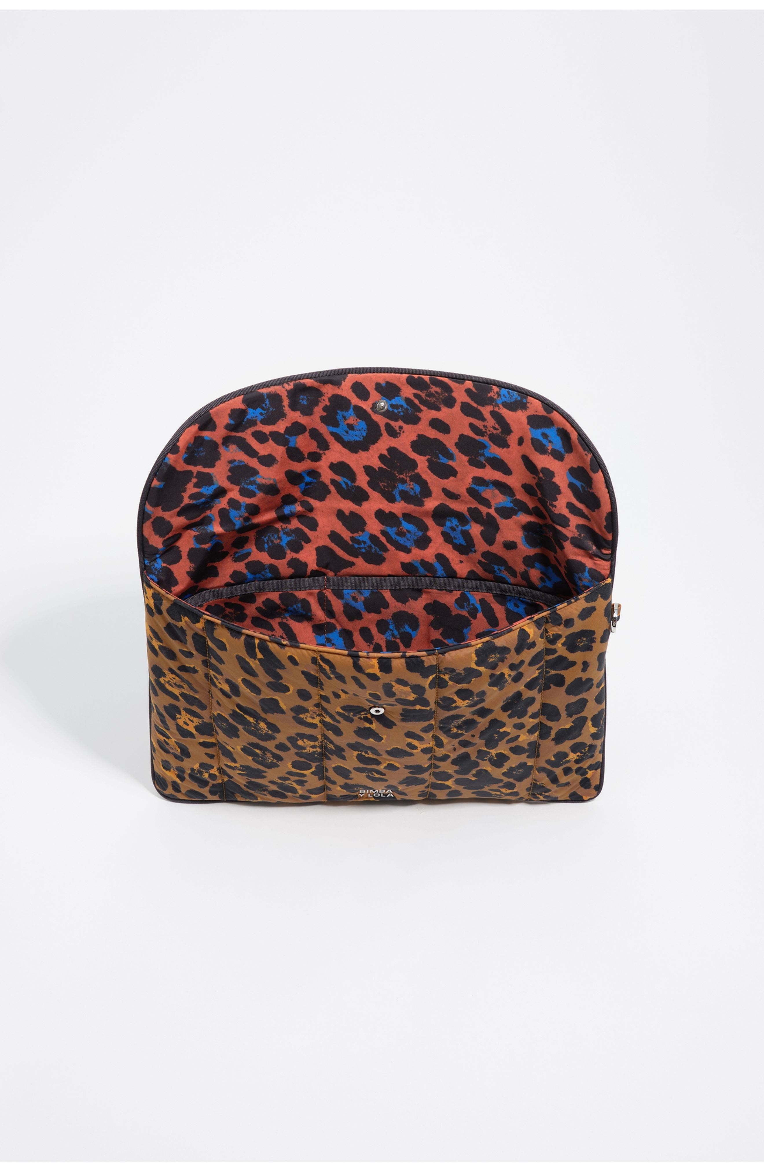 Bimba y Lola Teak Leopard Print Nylon Laptop Sleeve, Alternate, color, 