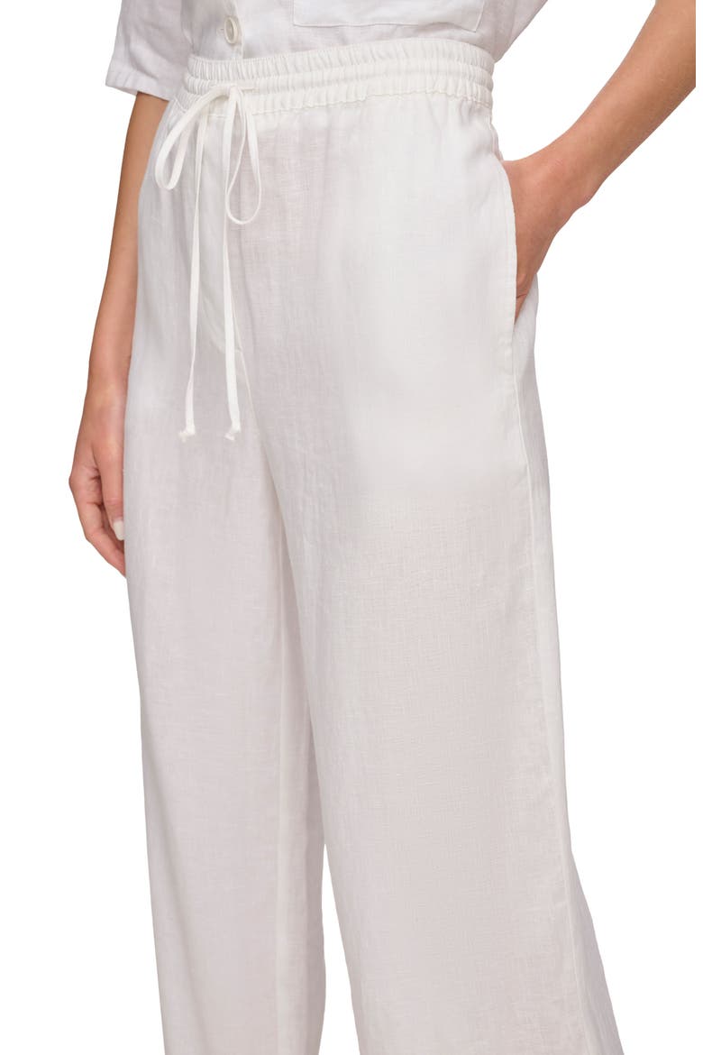 Drawstring Crop Linen Pants, Alternate, color, WHITE