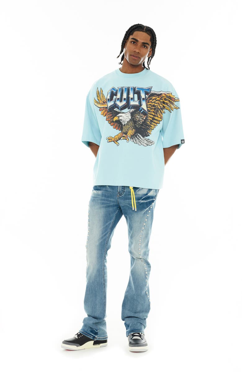 Cult of Individuality Eagle Oversize Graphic T-Shirt, Alternate, color, Blue Glow