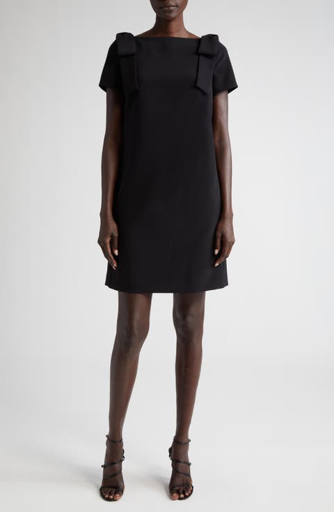 Bow Detail Bateau Neck Shift Dress