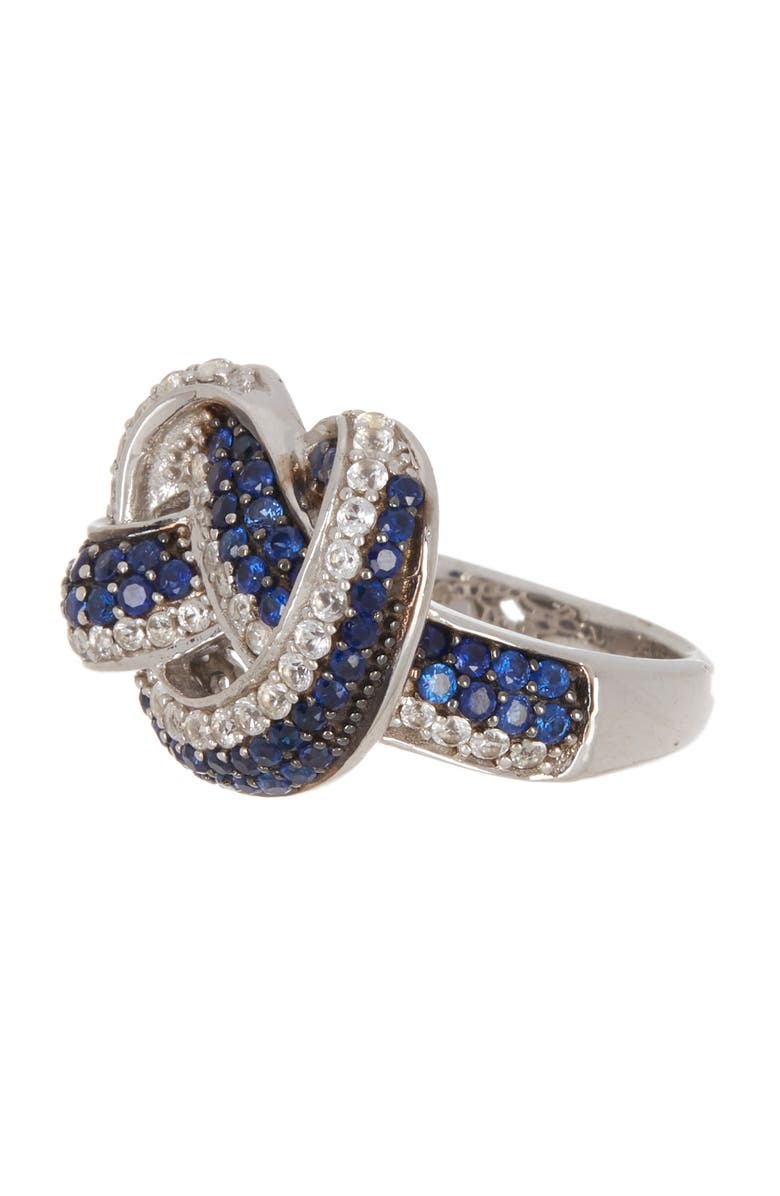 SUZY LEVIAN Sterling Silver Blue Sapphire & Lab Grown White Sapphire Diamond Accent Twist Ring, Main, color, Blue