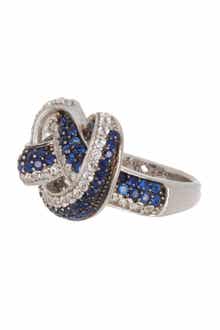 SUZY LEVIAN Sterling Silver Blue Sapphire & Lab Grown White Sapphire Diamond Accent Twist Ring