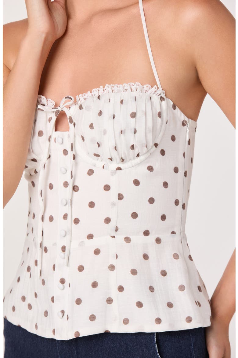 Lizzie Polka Dot Lace Trim Halter Top, Alternate, color, WHITE POLKA DOT
