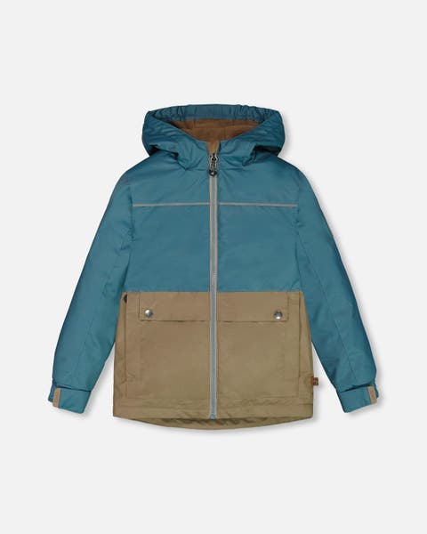 3-In-1 Mid-Season Outerwear Set With Colorblock Jacket Neutral Blue And Navy