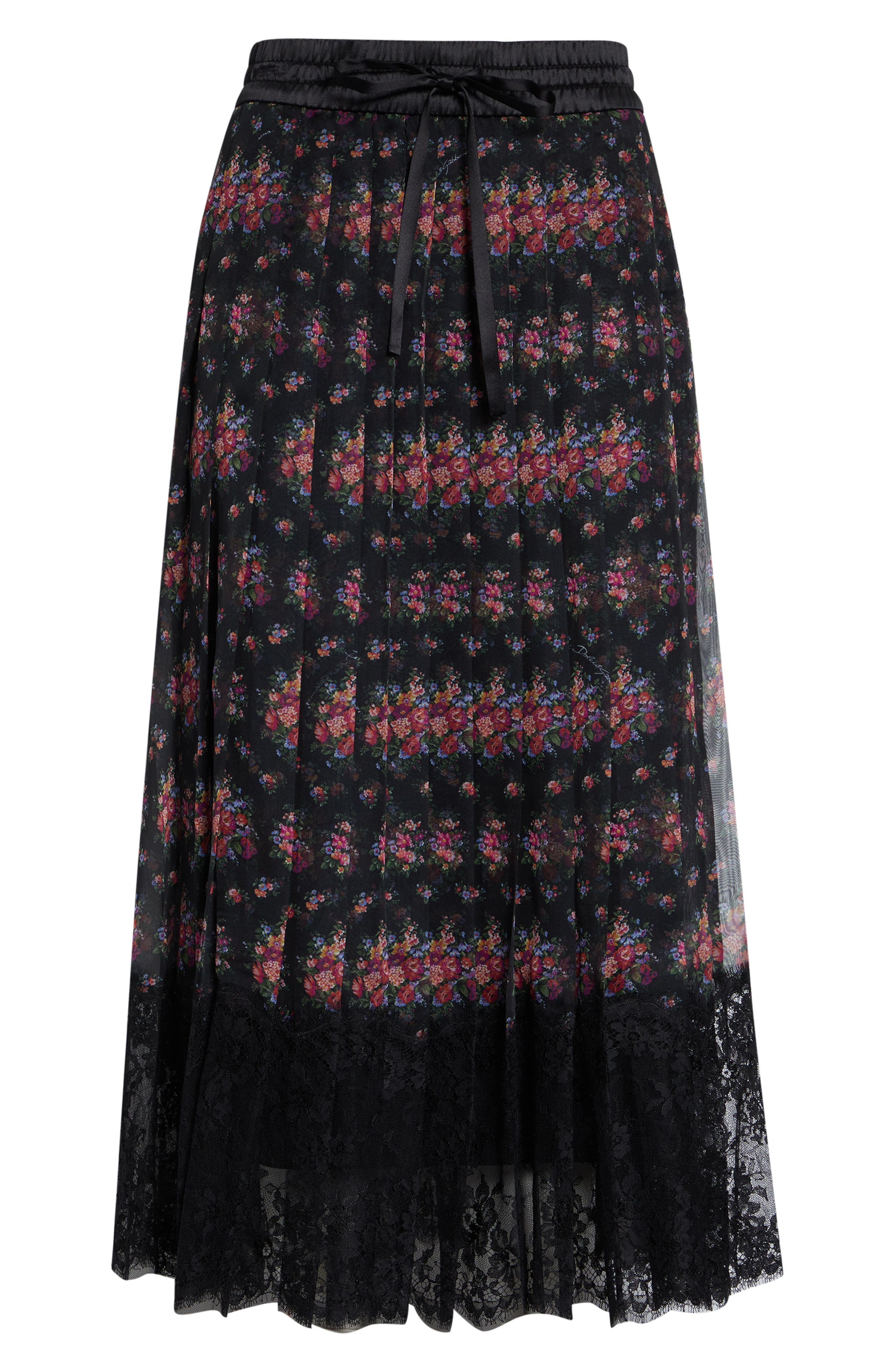 Floral Chiffon A-Line Midi Skirt