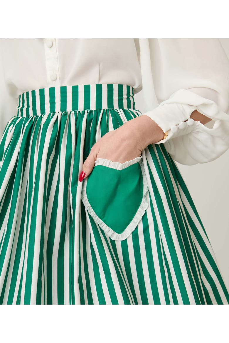 Front Pocket Swing Skirt, Alternate, color, Green & White Stripe