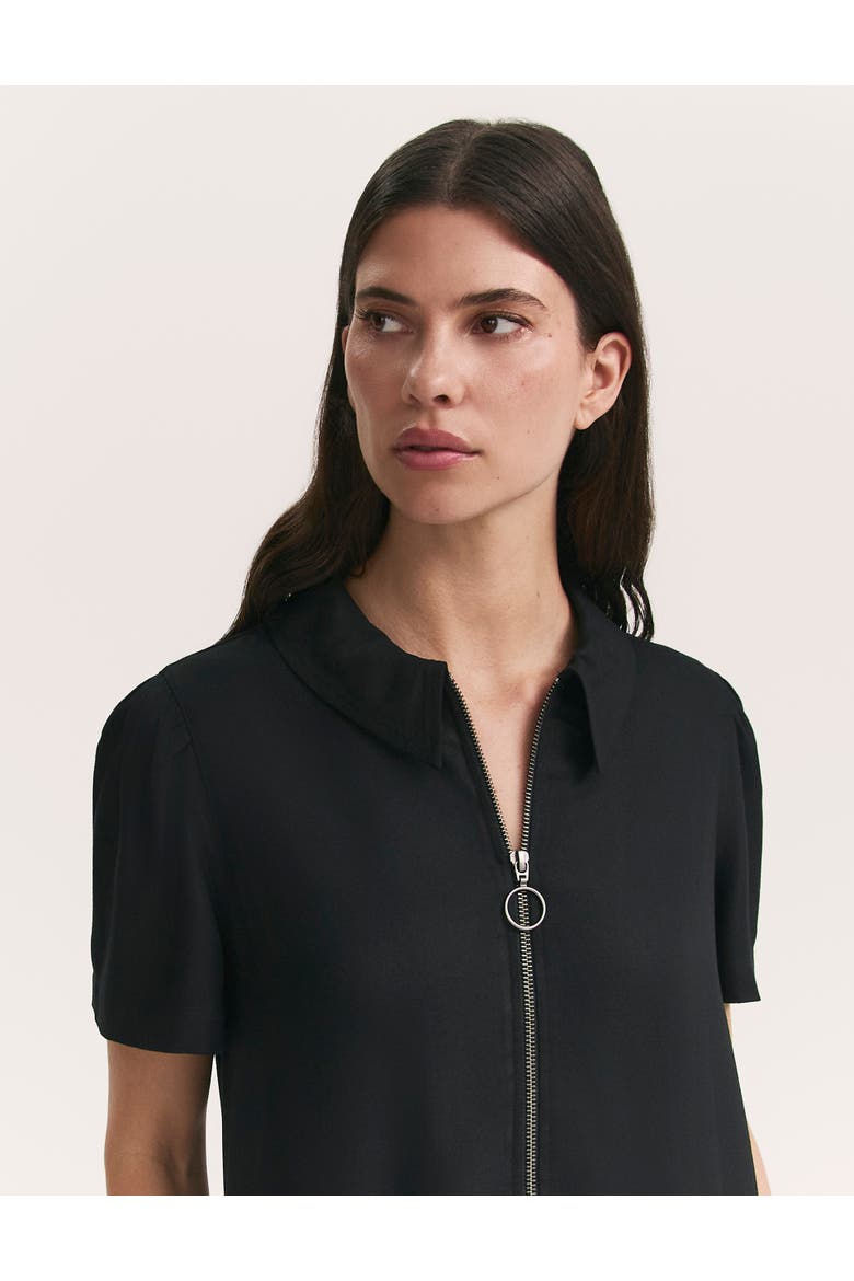 Orion Zip Front Midi Shirt Dress, Alternate, color, Black