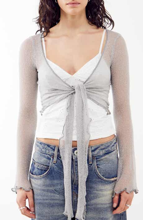 Sheer Tie Front Cardigan