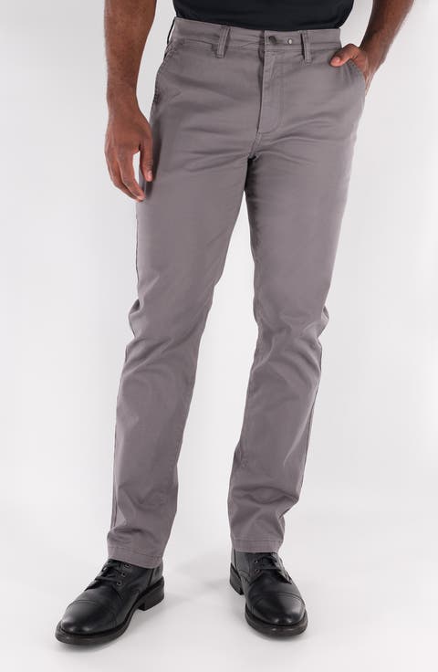 Flat Front Stretch Cotton Chinos (Charcoal Grey)