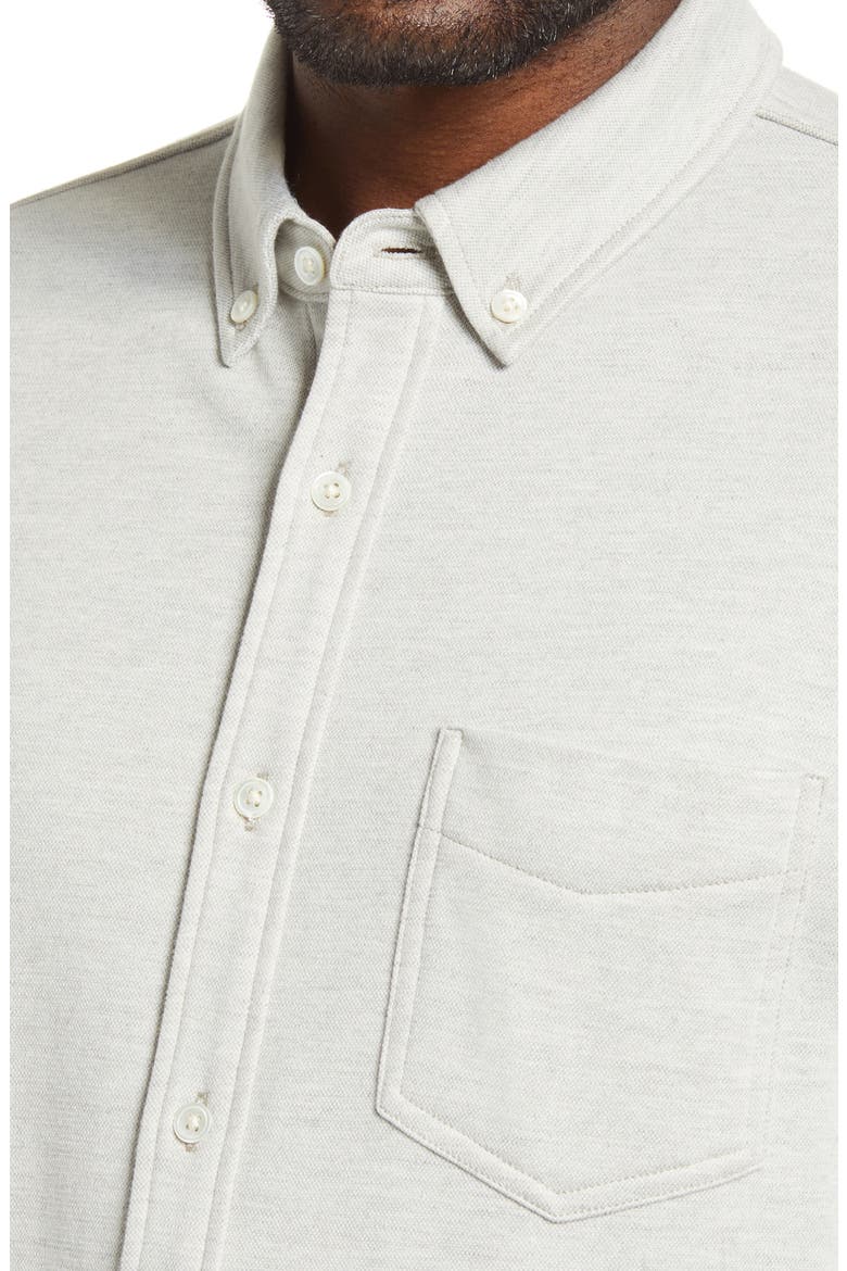 Berkeley Classic Fit Heathered Piqué Knit Button-Down Shirt, Alternate, color, LIGHT GREY