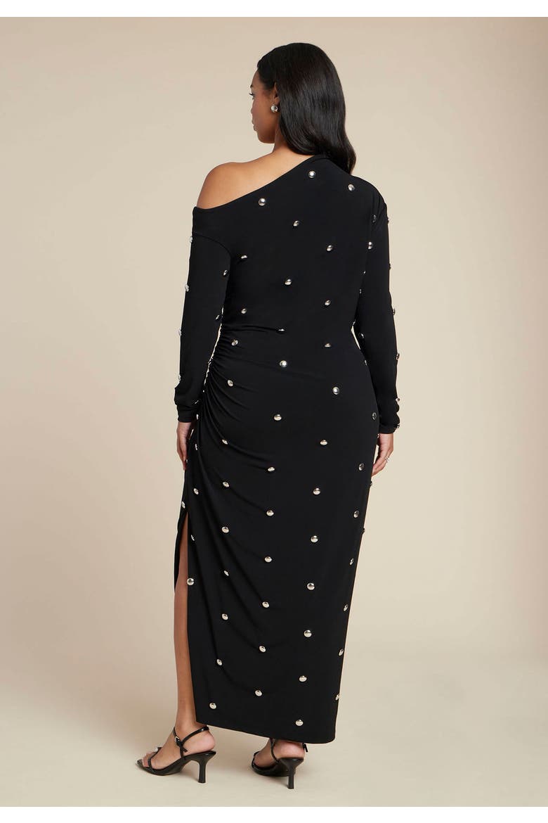 Draped Hardware Fitted Dress, Alternate, color, BLACK ONYX