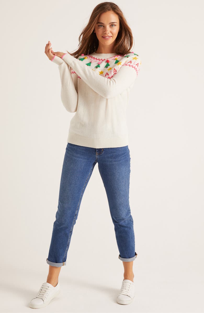 Boden Festive Fair Isle Wool, Cotton & Alpaca Blend Sweater, Alternate, color, 