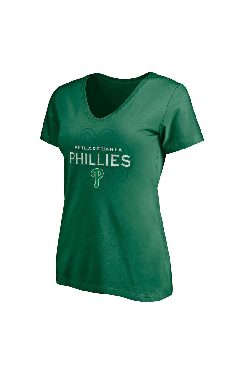 FANATICS Women's Fanatics Branded Kelly Green Philadelphia Phillies St. Patrick's Day Celtic Knot V-Neck T-Shirt, Alternate, color, 