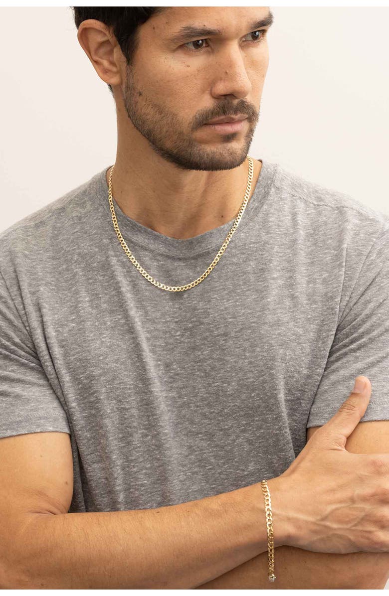 Oradina Men's Carmine Curb Bold Chain in 10K Gold, Alternate, color, 