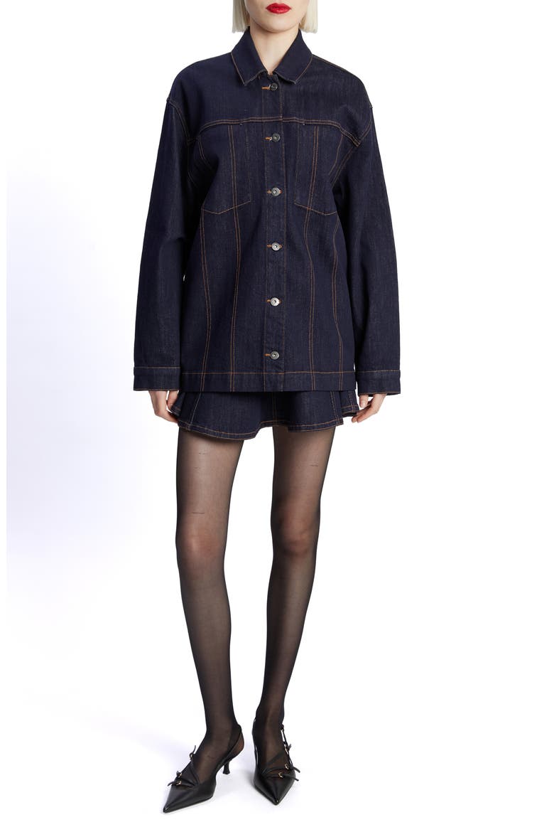 Keely Oversize Denim Jacket, Alternate, color, DARK