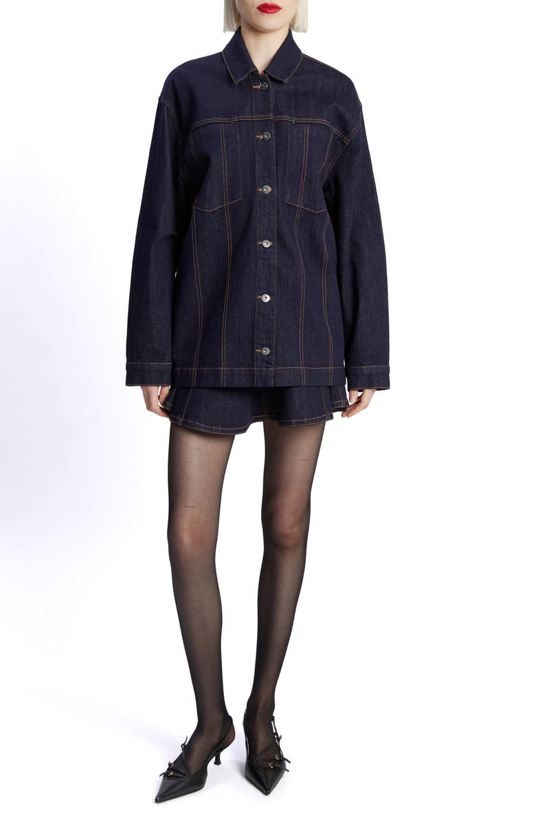 Bardot Keely Oversize Denim Jacket, Alternate, color, Dark