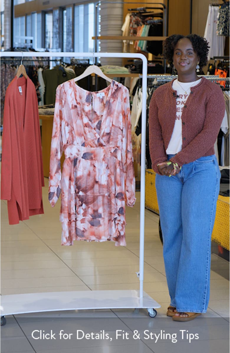 Floral Clip Dot Long Sleeve Minidress, sales video thumbnail