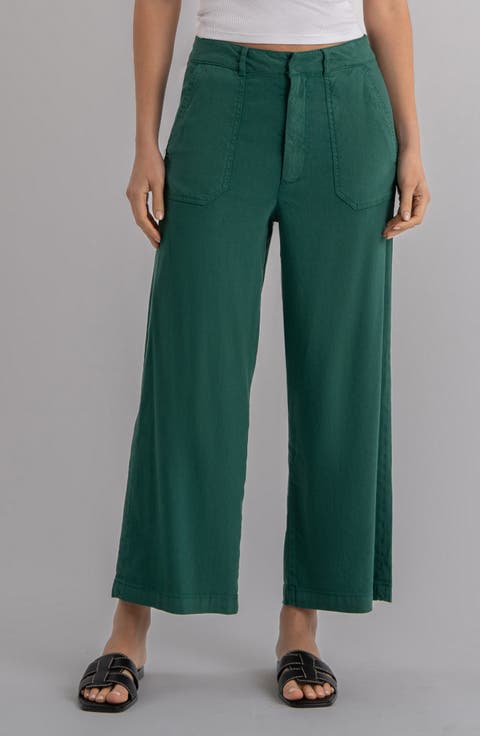 Topaz High Waist Crop Wide Leg Linen Blend Pants (Regular & Petite)