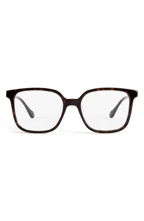 Mohala Eyewear Nani 50mm Low Nose Bridge Narrow Width Square Optical Glasses In Kukui Tortoise/clear Lenses