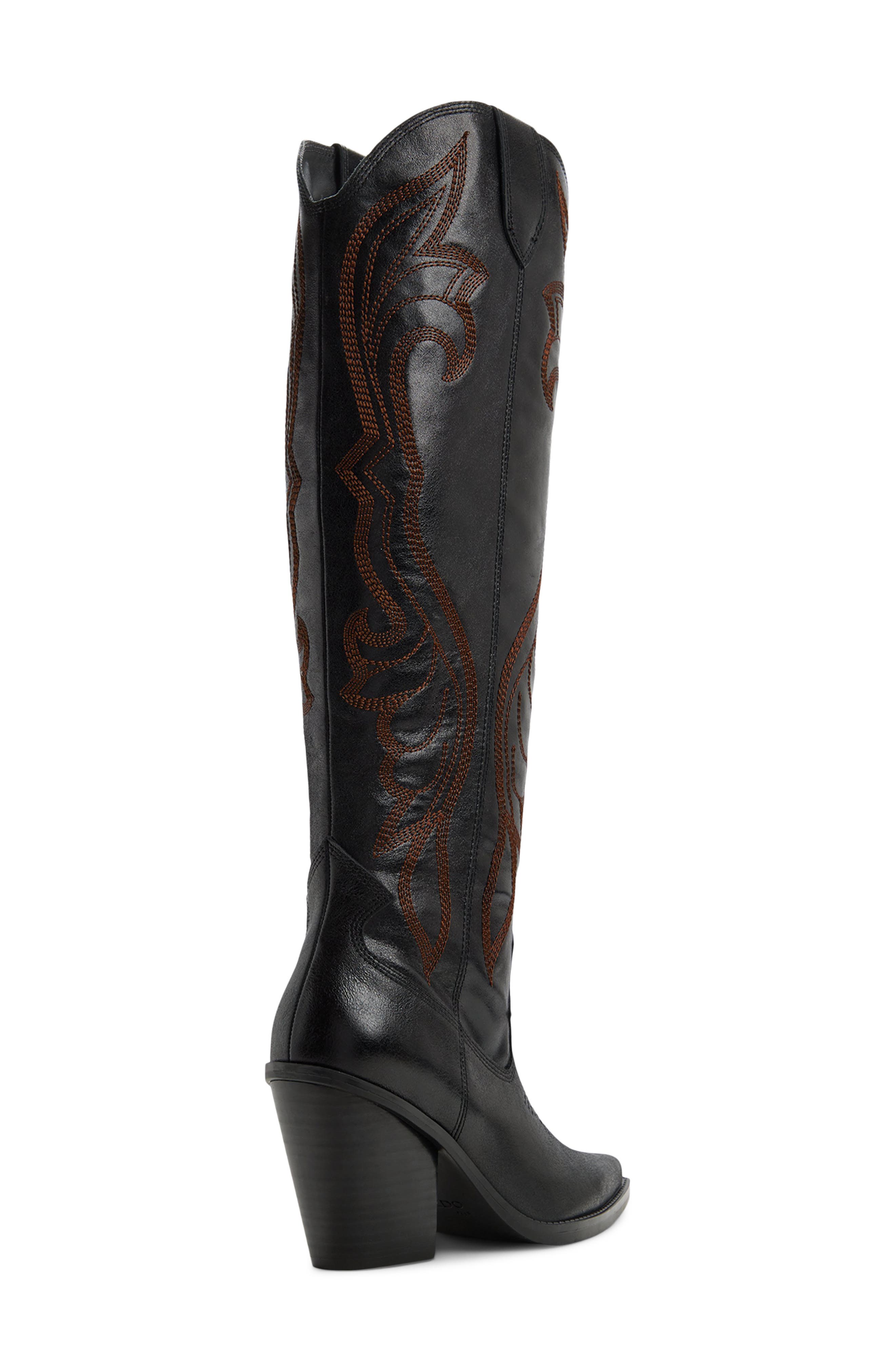ALDO Revolve Pointed Toe Western Boot, Alternate, color, Black Combo