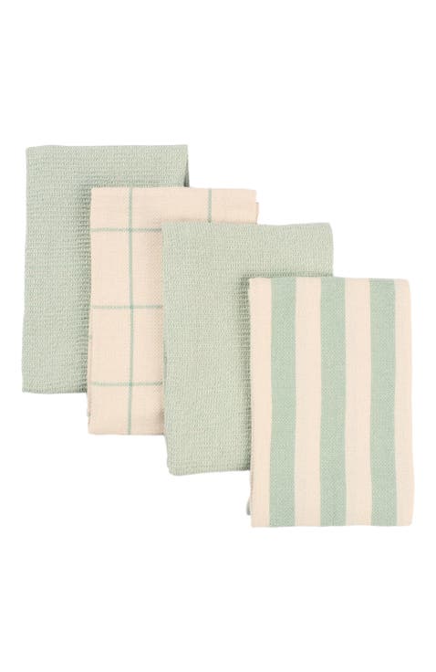 Kitchen Towels - Cotton Flat & Waffle Weave Set - Set of 4