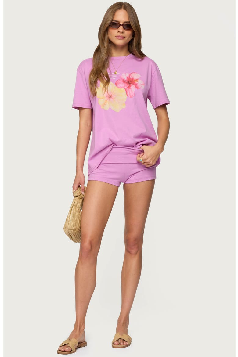 Fleur Foldover Shorts, Alternate, color, PINK