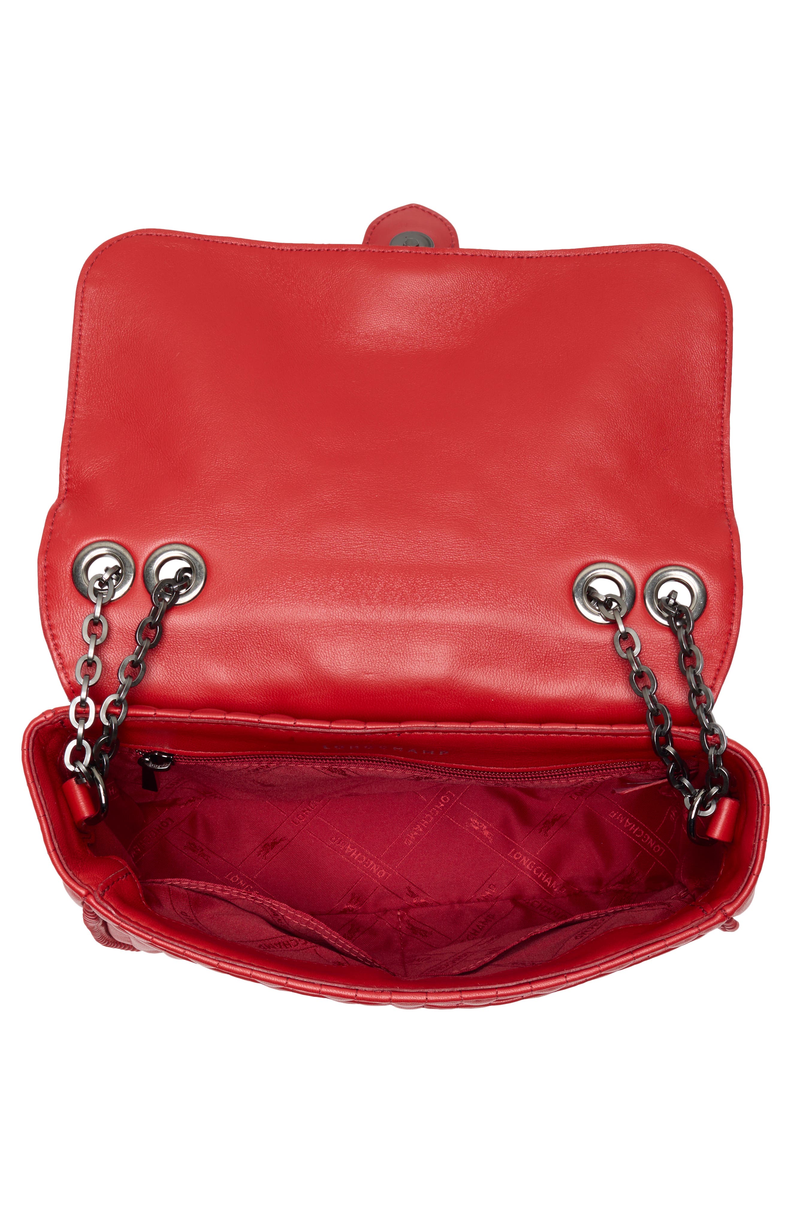 Longchamp Amazone Small Quilted Leather Crossbody Bag, Alternate, color, Red