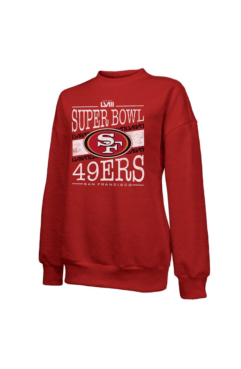 Majestic Threads Women's Majestic Threads  Scarlet San Francisco 49ers Super Bowl LVIII Primetime Tri-Blend Pullover Sweatshirt, Alternate, color, 